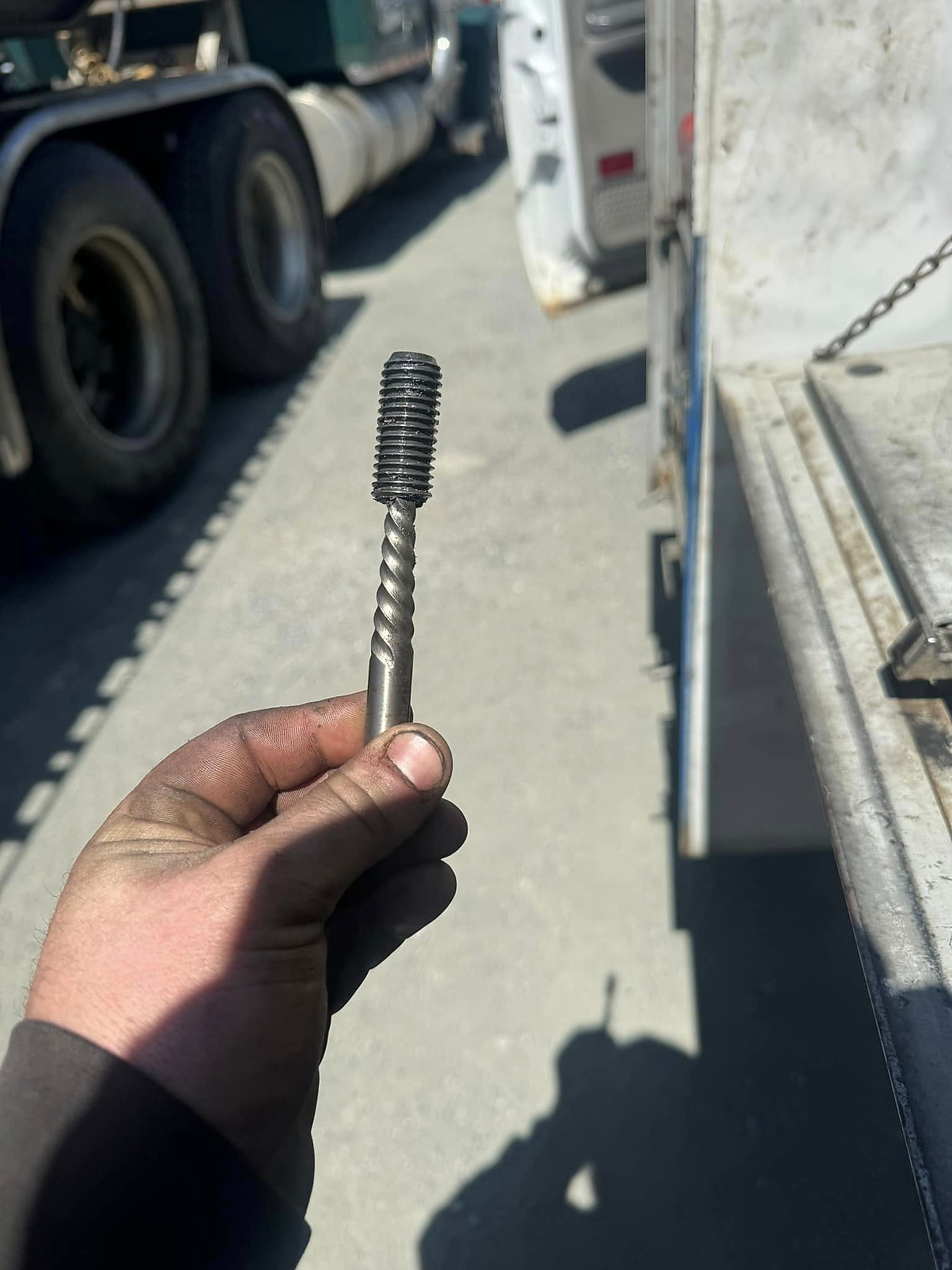 A sheared wheel stud, caught early.